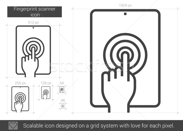 Stock fotó: Ujjlenyomat · szkenner · vonal · ikon · vektor · izolált