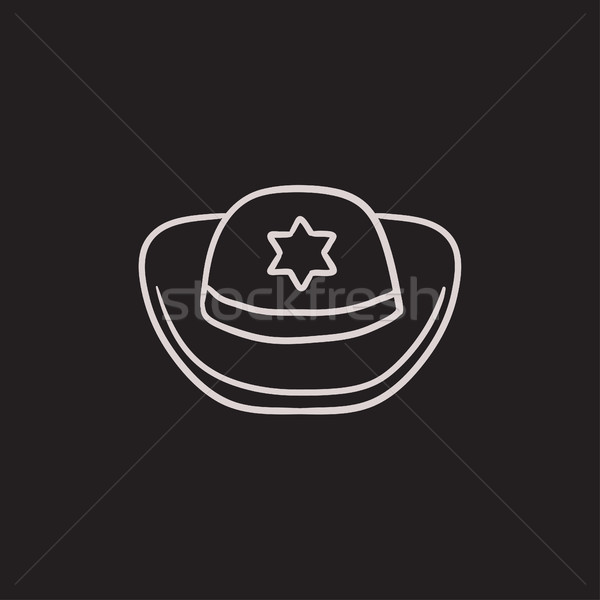 шериф Hat эскиз икона вектора изолированный Сток-фото © RAStudio