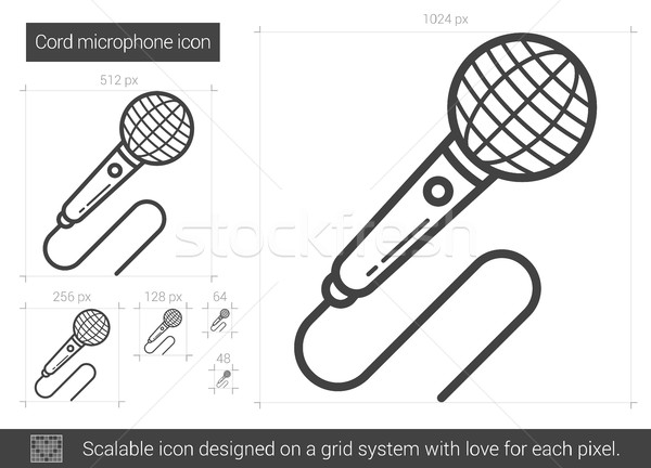 шнура микрофона линия икона вектора изолированный Сток-фото © RAStudio