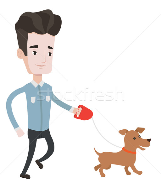 Young man walking with his dog vector illustration Stock photo © RAStudio