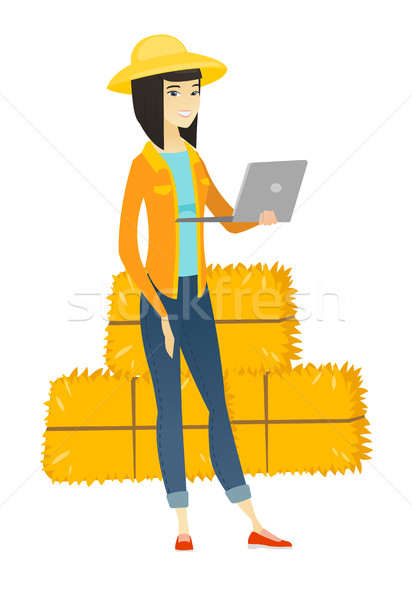 Farmer using laptop vector illustration. Stock photo © RAStudio