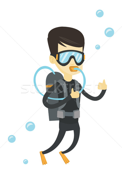 Man diving with scuba and showing ok sign. Stock photo © RAStudio