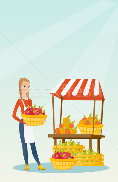 Stock photo: Street seller with fruits and vegetables.