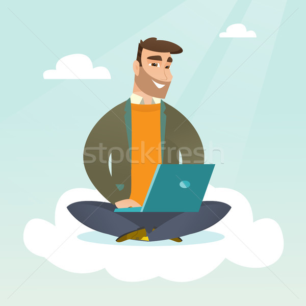 Caucasian man using cloud computing technologies. Stock photo © RAStudio