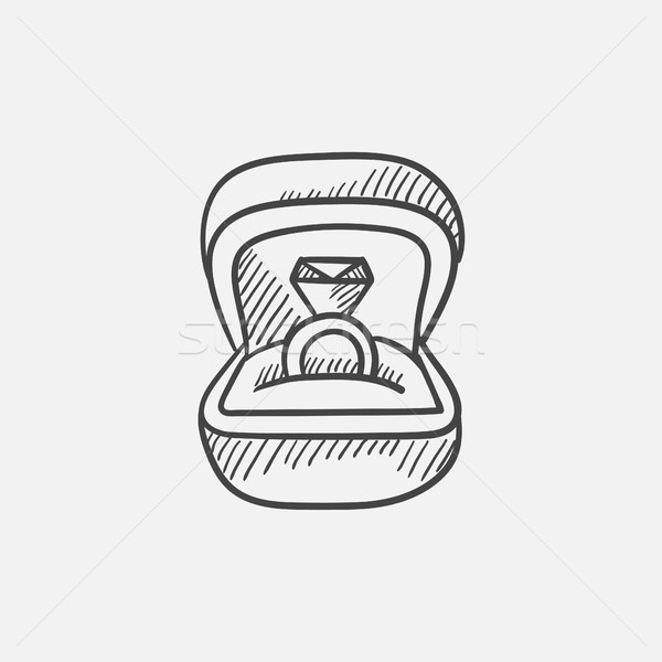 обручальное кольцо шкатулке эскиз икона веб мобильных Сток-фото © RAStudio