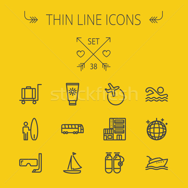 Travel thin line icon set Stock photo © RAStudio