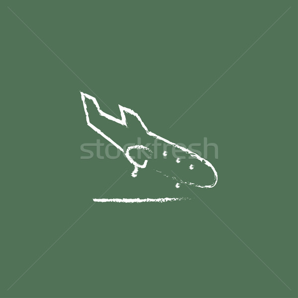 Landing aircraft icon drawn in chalk. Stock photo © RAStudio