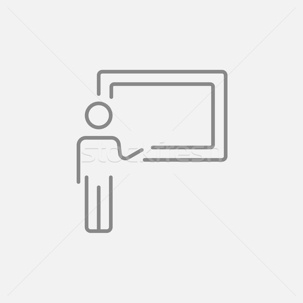 Professor pointing at blackboard line icon. Stock photo © RAStudio
