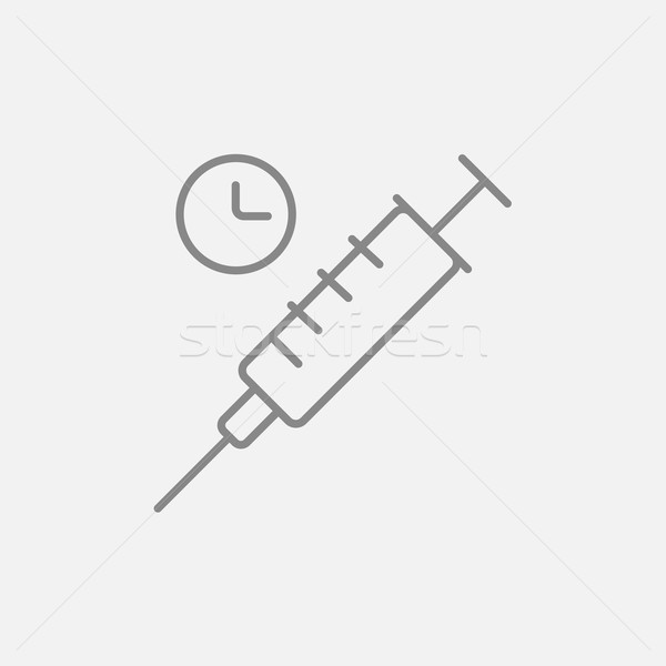 Seringue ligne icône horloge web mobiles [[stock_photo]] © RAStudio