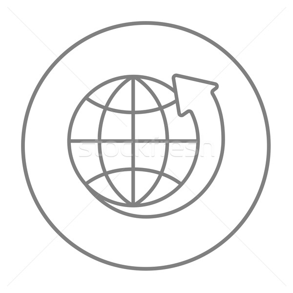 Stockfoto: Aarde · pijl · rond · lijn · icon · web