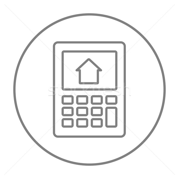 Calculator with house on display line icon. Stock photo © RAStudio