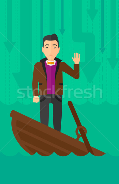 Businessman standing in sinking boat. Stock photo © RAStudio