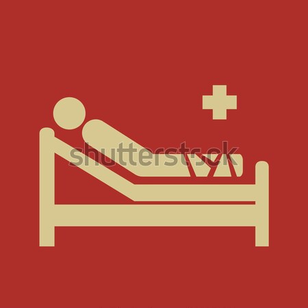 Patient lying on bed line icon. Stock photo © RAStudio