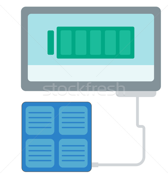 Charging tablet from solar battery Stock photo © RAStudio