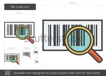 Magnifying glass and barcode line icon. Stock photo © RAStudio