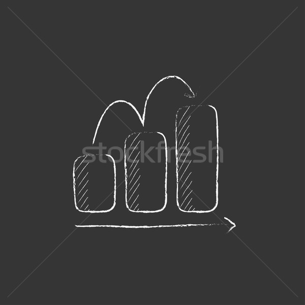 Foto stock: Gráfico · de · barras · tiza · icono · dibujado · a · mano · vector