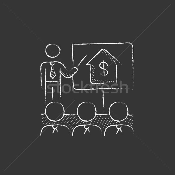Immobilien Ausbildung gezeichnet Kreide Symbol Hand gezeichnet Stock foto © RAStudio