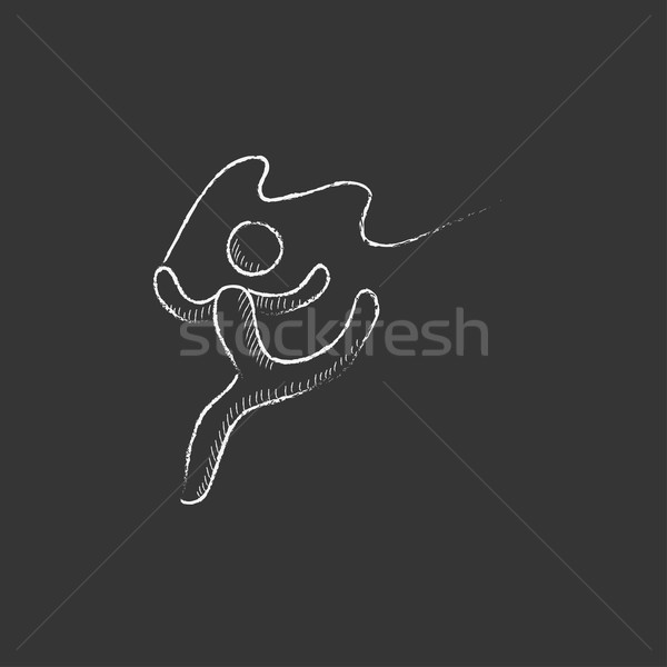 Stock photo: Gymnast with tape. Drawn in chalk icon.