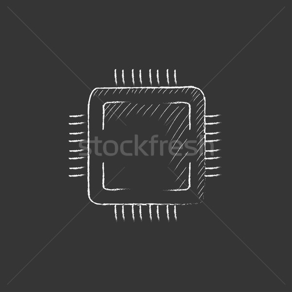CPU. Drawn in chalk icon. Stock photo © RAStudio