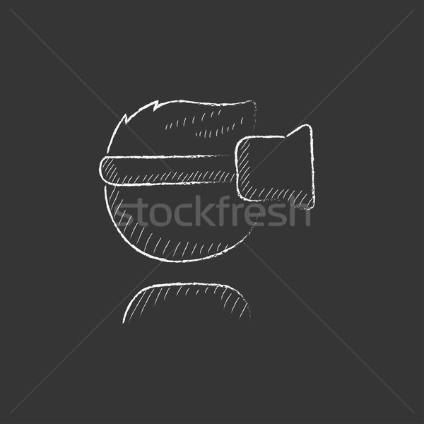 Mann tragen Wirklichkeit Headset gezeichnet Stock foto © RAStudio