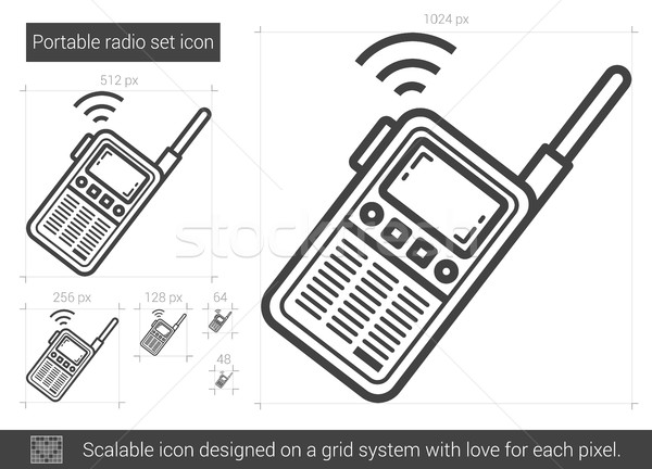 Draagbaar radio ingesteld lijn icon vector Stockfoto © RAStudio