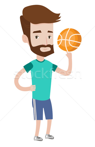 Stock photo: Hipster basketball player spinning ball.