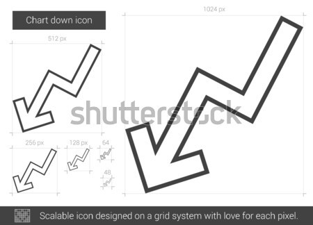 Stock fotó: Diagram · lefelé · vonal · ikon · vektor · izolált