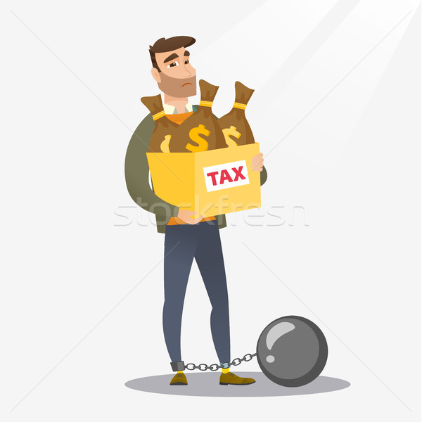 Chained woman with bags full of taxes. Stock photo © RAStudio