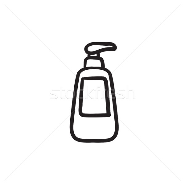 Stock photo: Bottle with dispenser pump sketch icon.