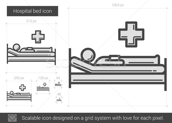Kórházi ágy vonal ikon vektor izolált fehér Stock fotó © RAStudio