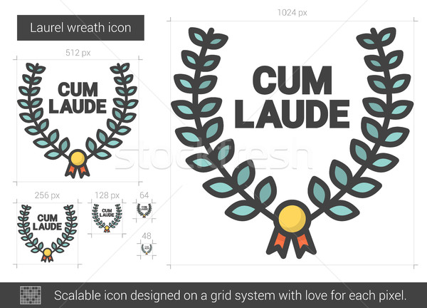 Stock photo: Laurel wreath line icon.