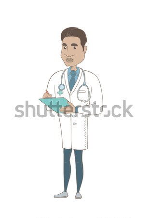 Caucasian doctor holding clipboard with documents. Stock photo © RAStudio