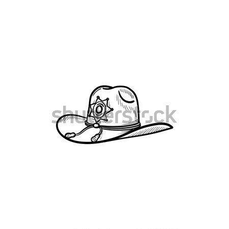 шериф Hat эскиз икона веб мобильных Сток-фото © RAStudio