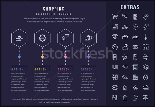 Vásárlás infografika sablon elemek ikonok lehetőségek Stock fotó © RAStudio