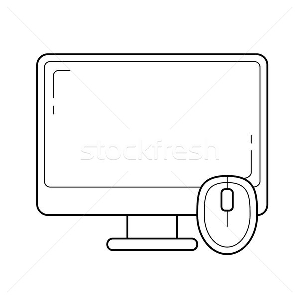 Computer desktop lijn icon vector geïsoleerd Stockfoto © RAStudio
