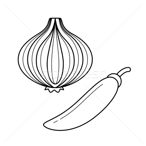 Chili and onion vector line icon. Stock photo © RAStudio