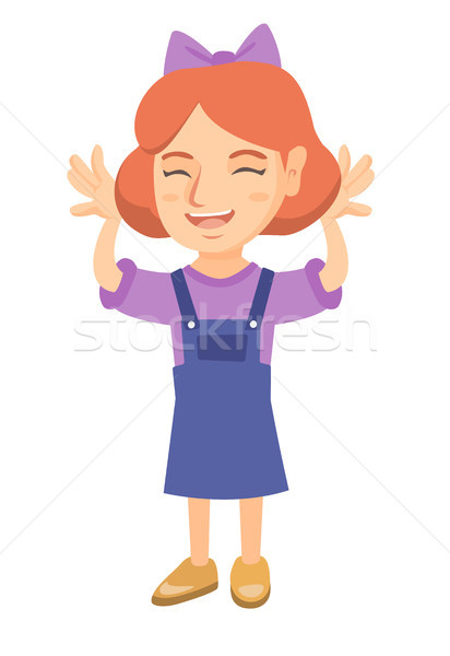 Funny caucasian girl teasing with hands. Stock photo © RAStudio