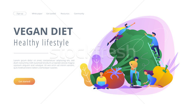 Vegan diet and healthy lifestyle landing page. Stock photo © RAStudio