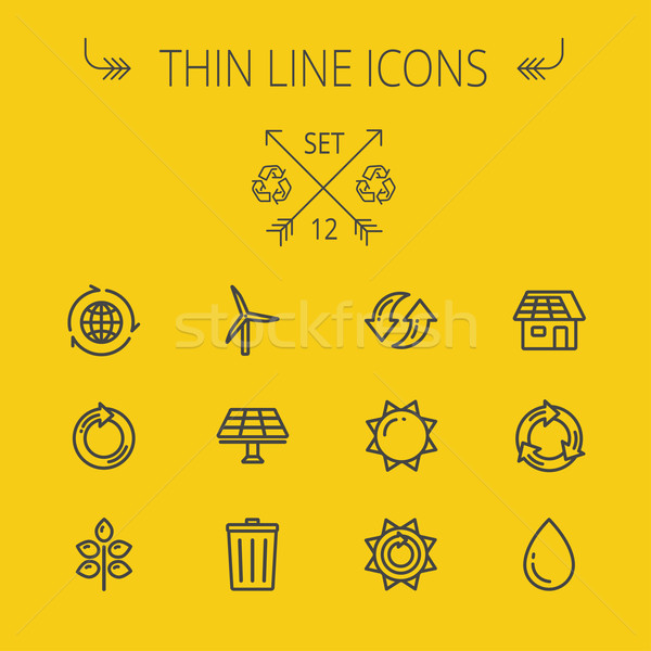 Ecology thin line icon set Stock photo © RAStudio