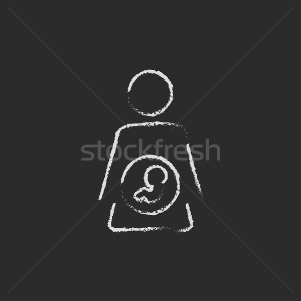 Baby fetus inside of mother icon drawn in chalk. Stock photo © RAStudio