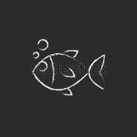 Little fish under water icon drawn in chalk. Stock photo © RAStudio