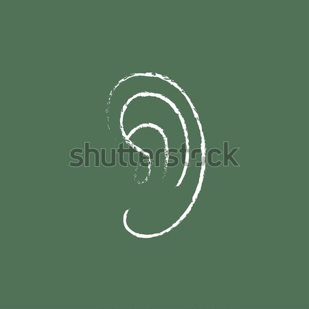 Human ear icon drawn in chalk. Stock photo © RAStudio