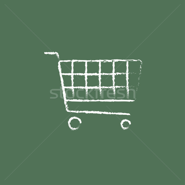 ストックフォト: ショッピングカート · アイコン · チョーク · 手描き · 黒板