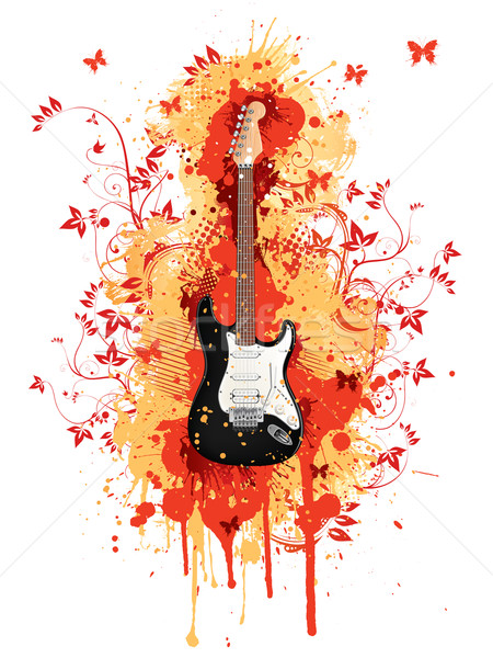 Elektromos gitár absztrakt örvény izolált fehér zene Stock fotó © RAStudio