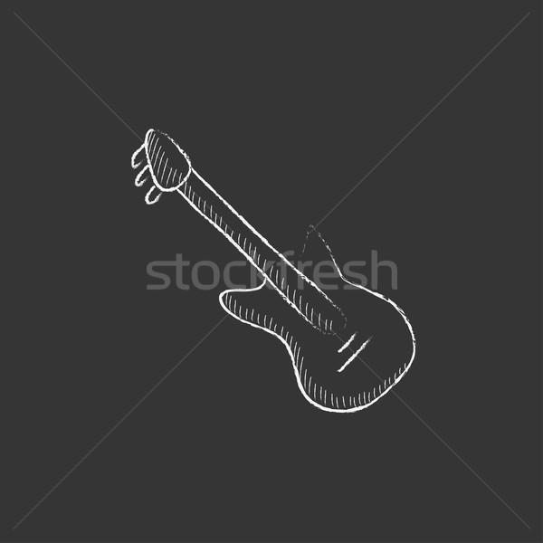 Foto stock: Guitarra · eléctrica · tiza · icono · dibujado · a · mano · vector