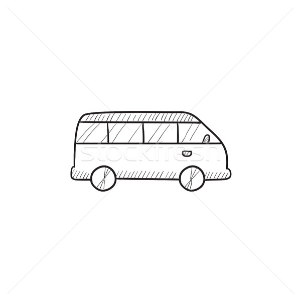 Minibus szkic ikona wektora odizolowany Zdjęcia stock © RAStudio