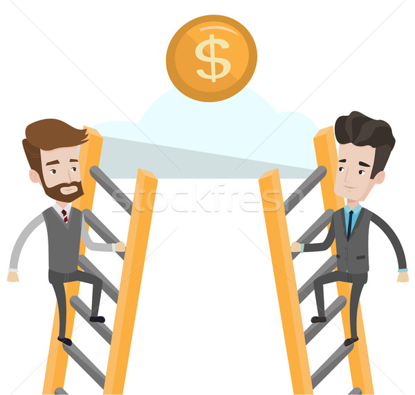 Kettő üzletember versenyző pénz versenyképes üzletemberek Stock fotó © RAStudio