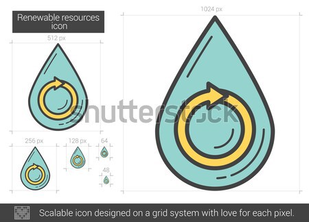 Foto d'archivio: Rinnovabile · risorse · line · icona · vettore · isolato