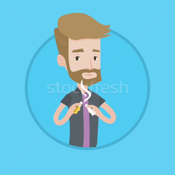 Young man quitting smoking vector illustration. Stock photo © RAStudio