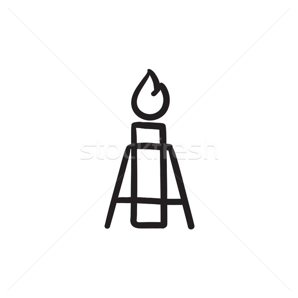 Gas Flare Skizze Symbol Vektor isoliert Stock foto © RAStudio